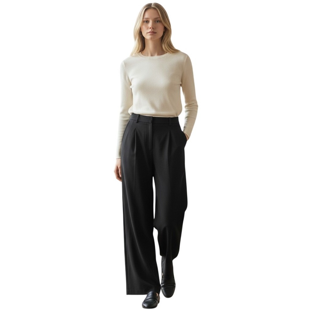Vince Camuto True Blue Pleated Trousers Rich Black 91624307 Size 14 NWT
